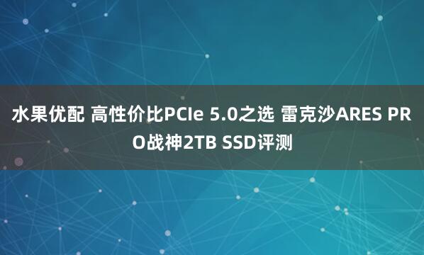 水果优配 高性价比PCIe 5.0之选 雷克沙ARES PRO战神2TB SSD评测